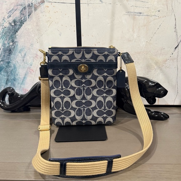 Coach Handbags - Coach Signature Crossbody Blue Denim Messenger Bag Only Used ONCE